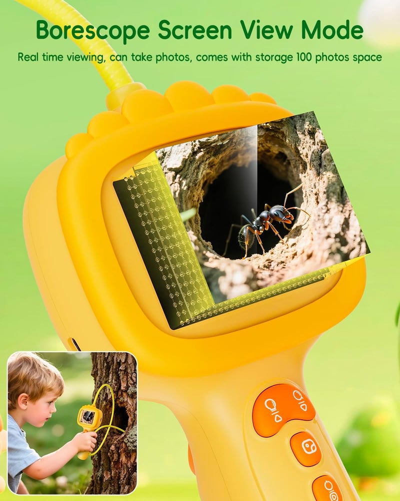 Ashfly Borescope Snake Camera with Light for Kids, Outdoor Educational STEM Toys, Science Gifts for 5 Year Old Boy, Camping Nature Activities, Best Birthday Gift for Boys, Girls Ages 4,5,6,7,8,9,10(Orange) - Image 5